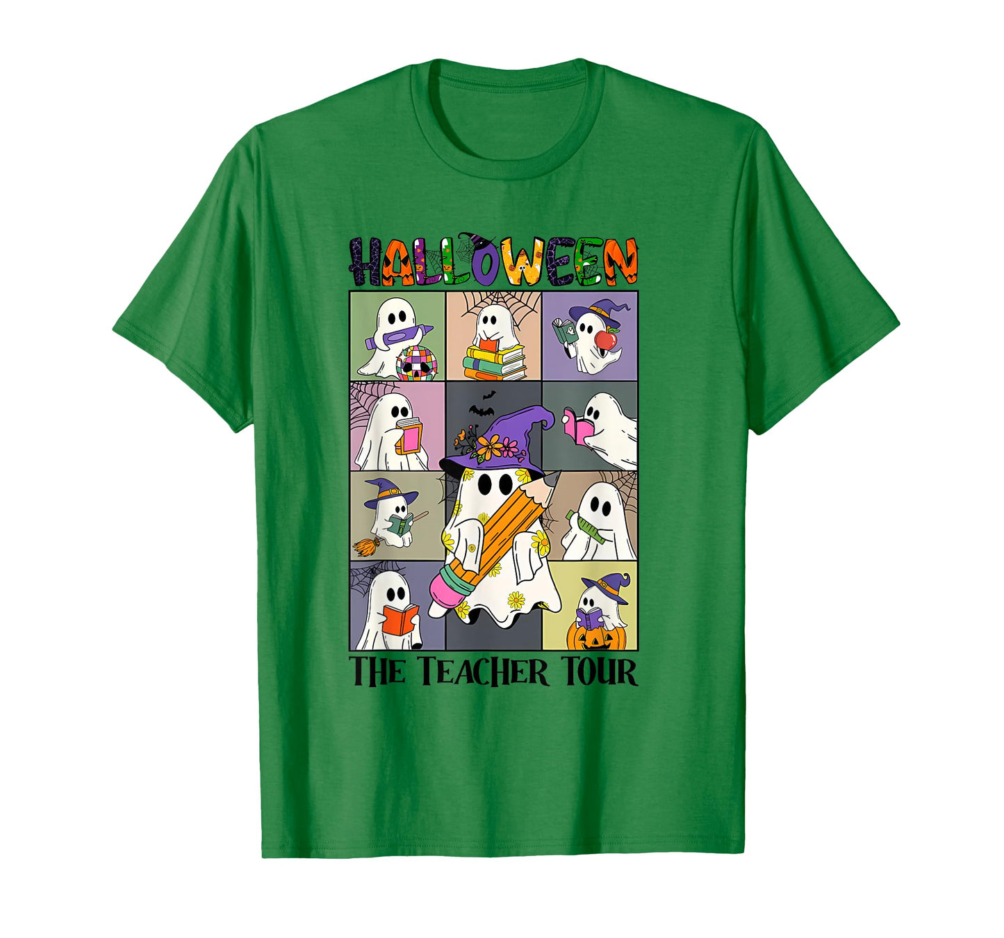 Women Halloween The Teacher Tour Ghosts Pencil Pumpkins T-Shirt