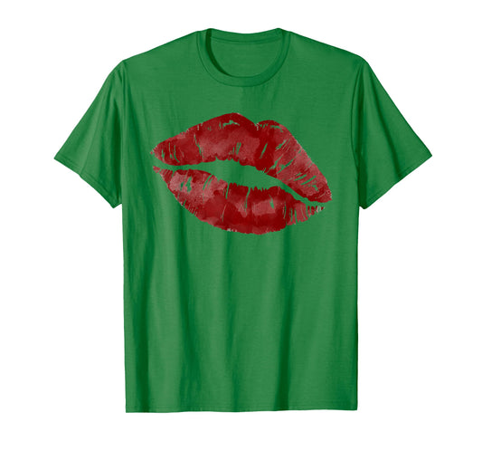 Sexy Red Hot Moist Lips Print Lipstick Kiss Me Clip Art T-Shirt