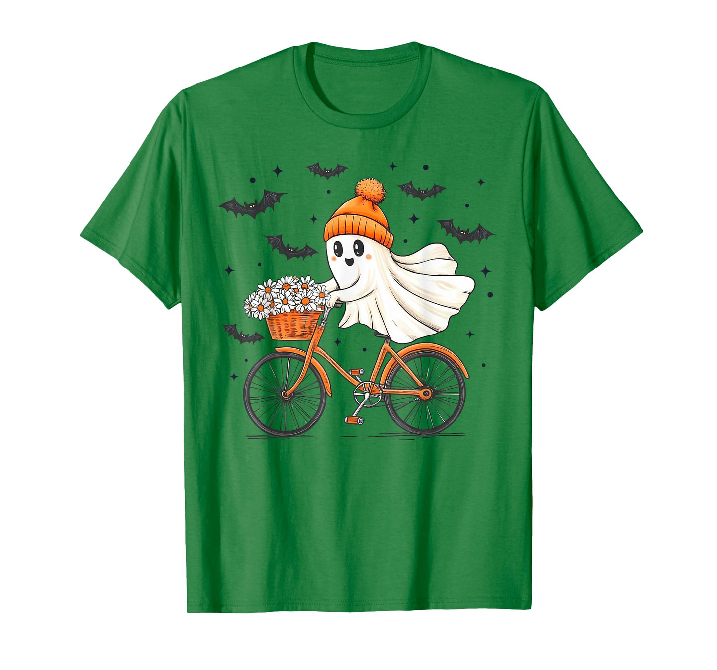 Ghost On Bike Riding Halloween Autumn Fall Season Cyclist T-Shirt