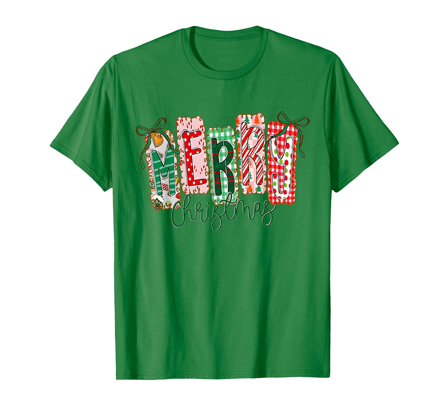 Preppy Merry Christmas Coquette Bow Pink Christmas Tree Girl T-Shirt