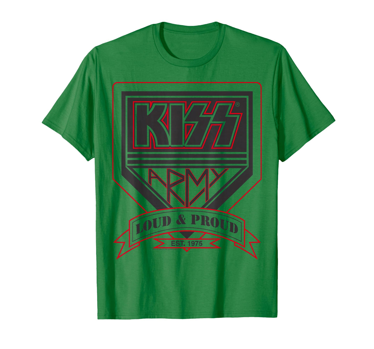 KISS - Official KISS Kollection T-Shirt, Unisex-Adults, Short Sleeve, T-Shirt, Military Green, Small
