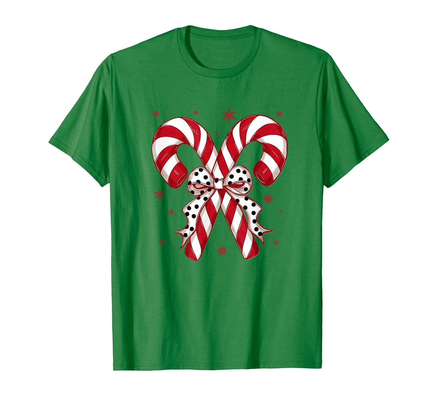 Retro Coquette Bow Candy Cane Christmas Season Women Girl T-Shirt
