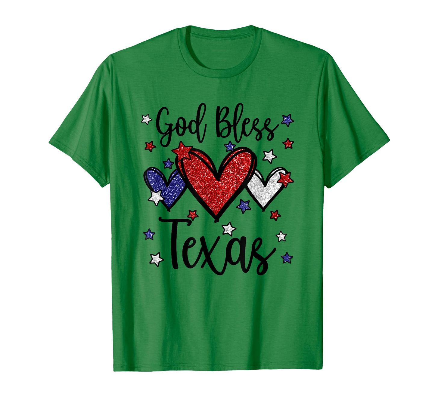 God Bless Texas Hearts For Patriotic Women & Fourth Of July T-Shirt