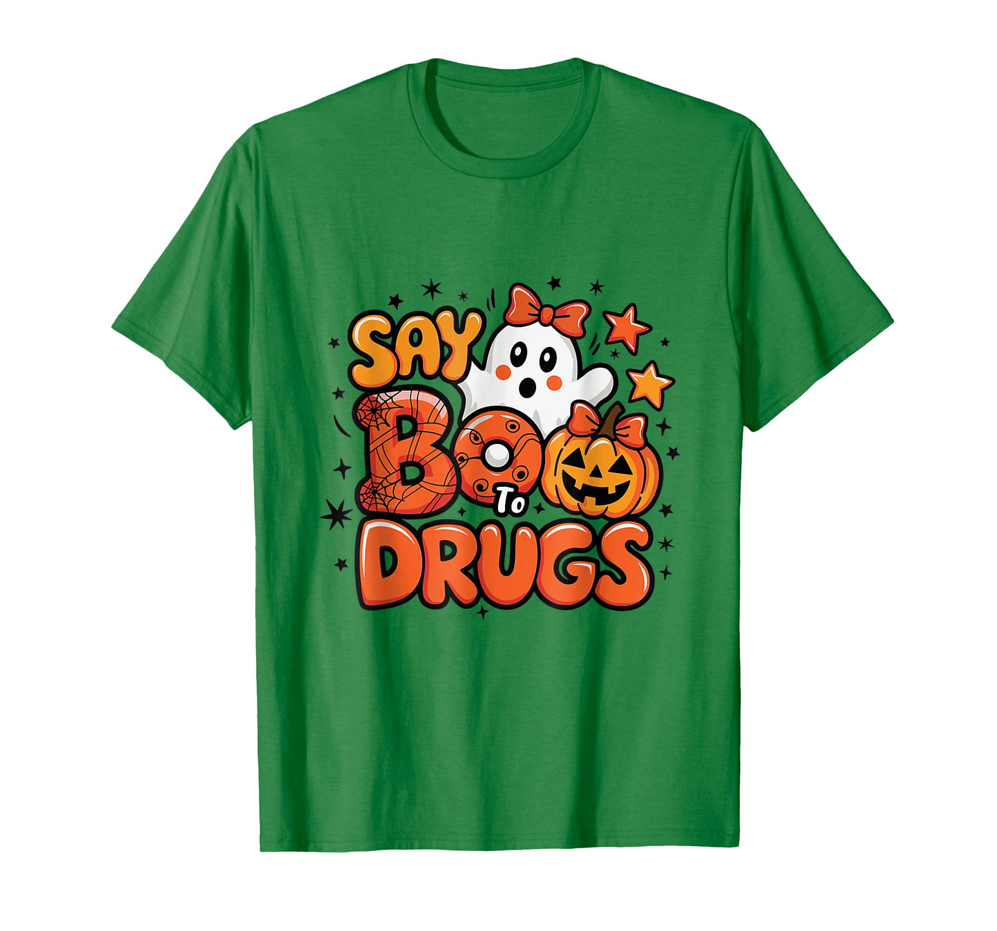 Say Boo Drug-Free Red Ribbon Ghost Halloween T-Shirt T-Shirt