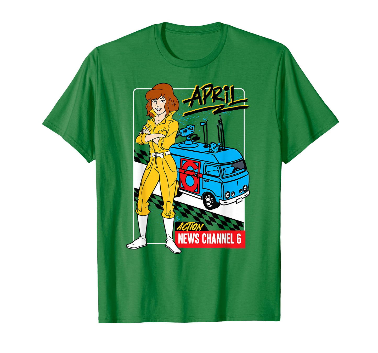 Teenage Mutant Ninja Turtles April and News Channel 6 Retro T-Shirt