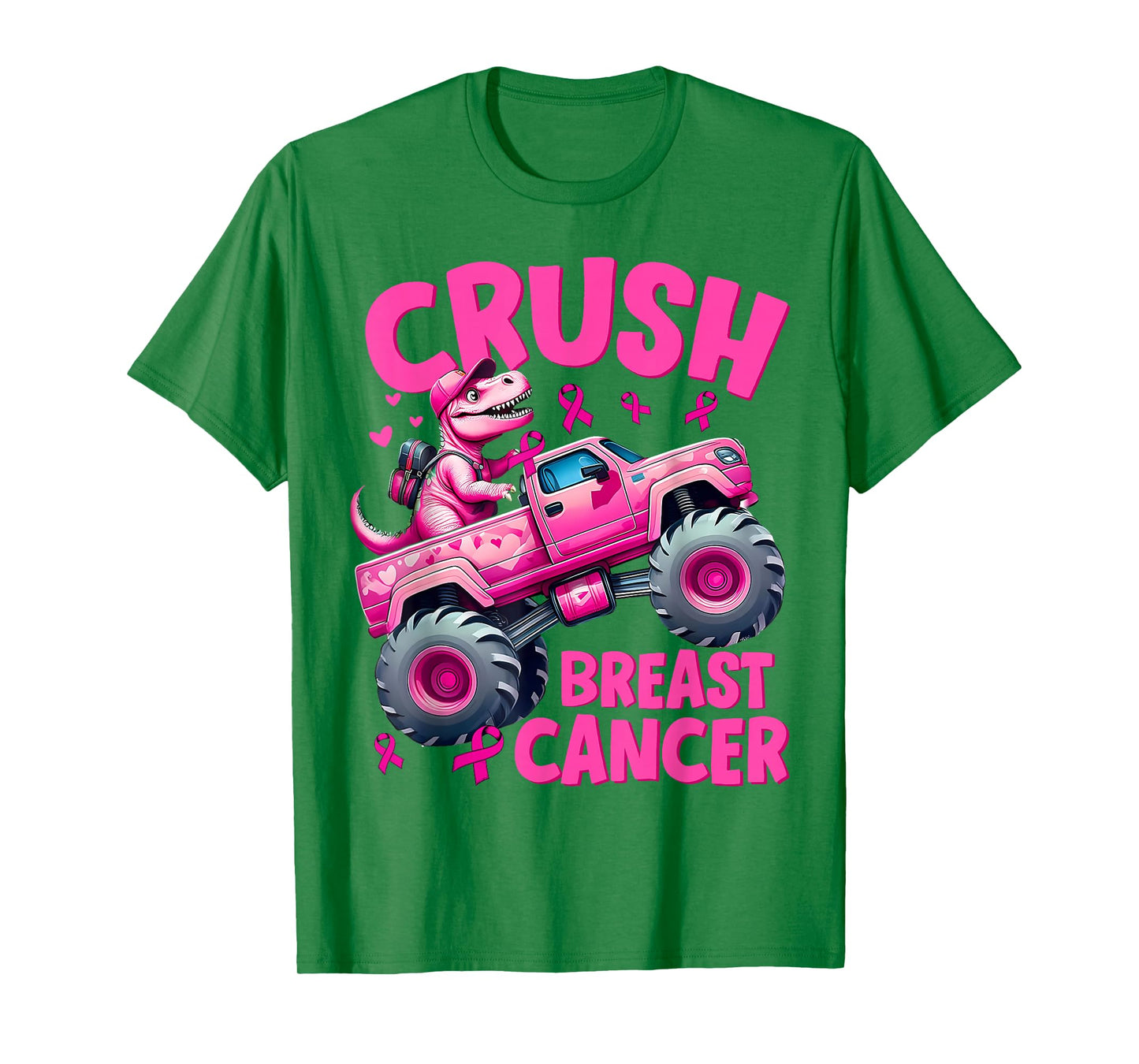 Crush Breast Cancer Pink T-Rex Dinosaur Monster Truck Boys T-Shirt