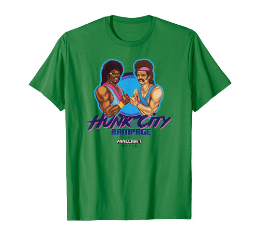 A Minecraft Movie Hunk City Rampage Powerful 90's Logo T-Shirt