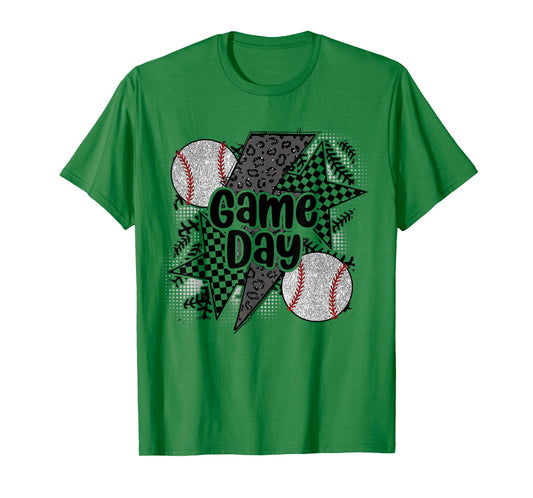 Game Day Baseball Retro Checkered Baseball T-Shirt
