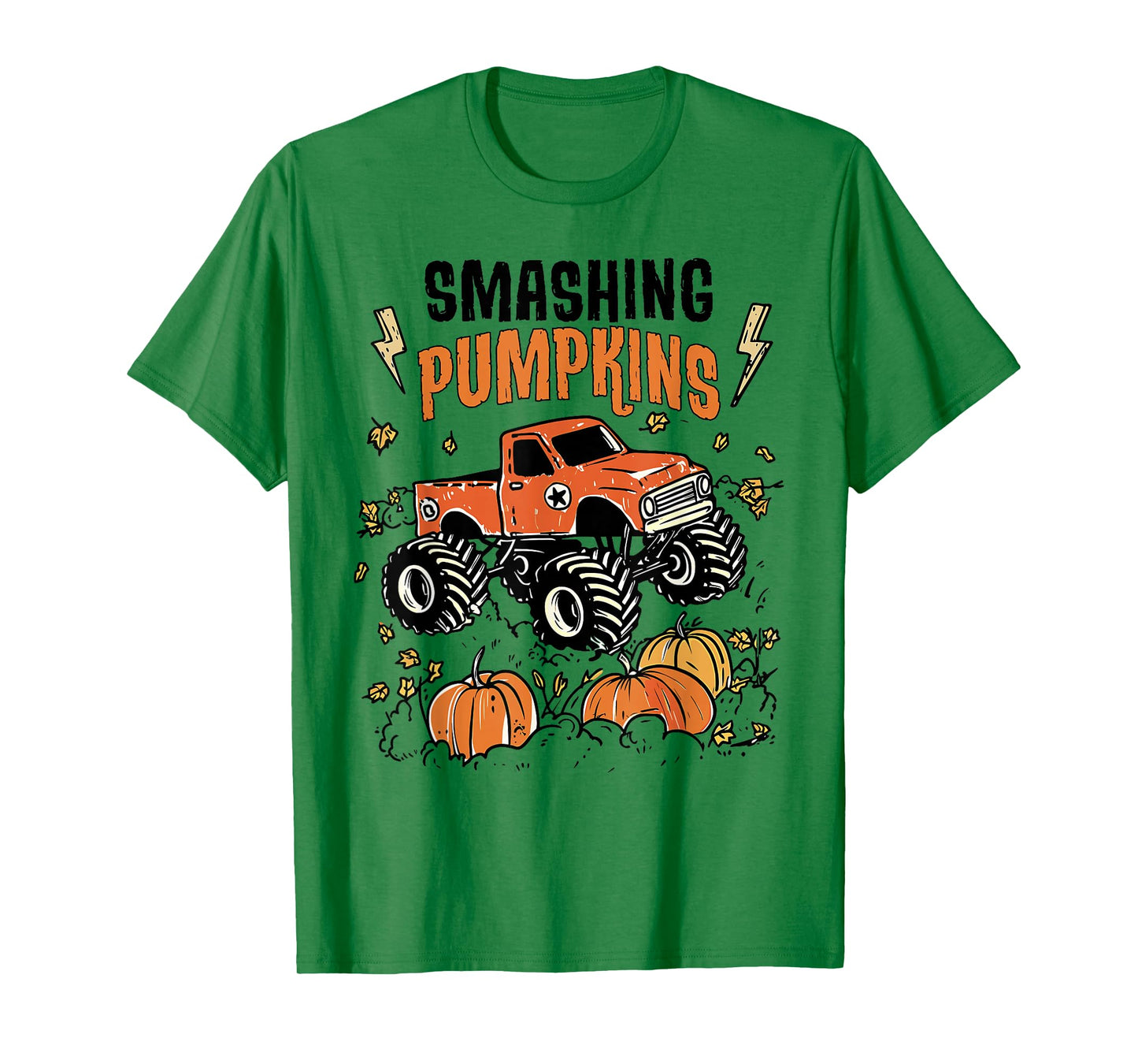 Retro Funny Monster Truck Smashing Pumpkin Boys Halloween T-Shirt