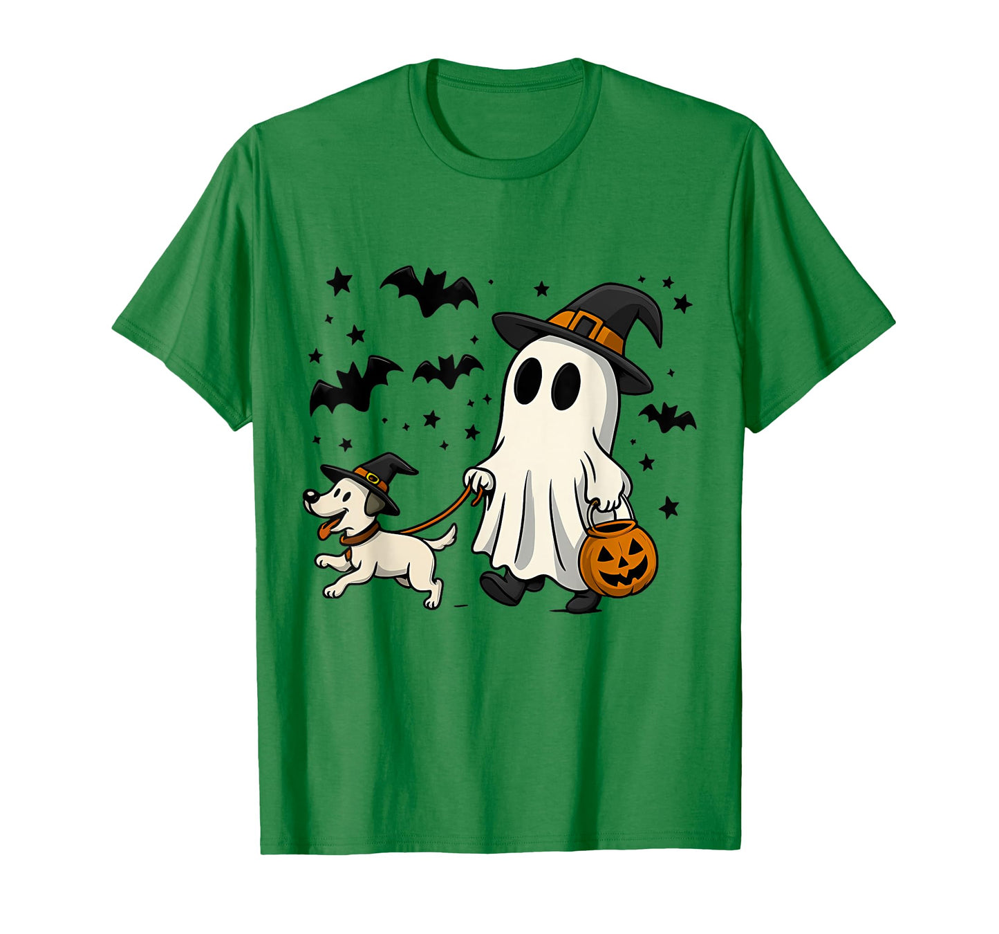 Spooky Ghost Dog Halloween Witch Hat Pumpkin Dog Mom T-Shirt