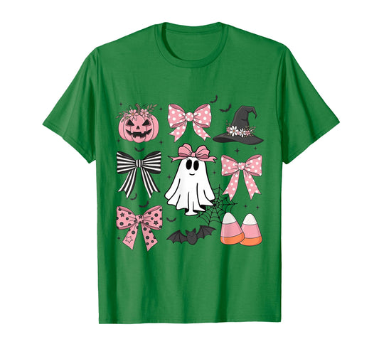 Girly Boo Ghost Halloween Coquette Bow Pumpkin Spooky Season T-Shirt