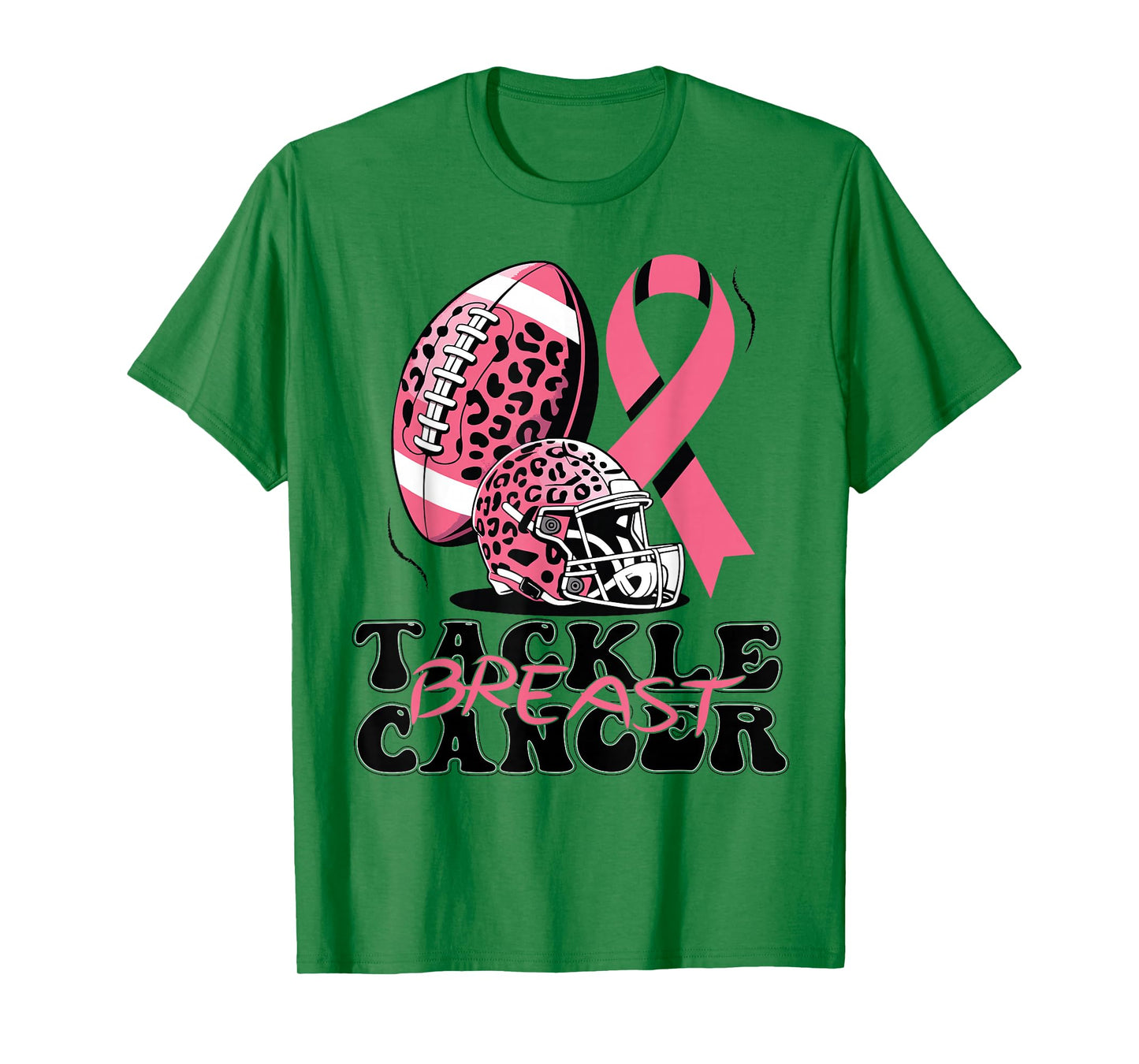 Tackle Breast Cancer Awareness American Football Leopard T-Shirt