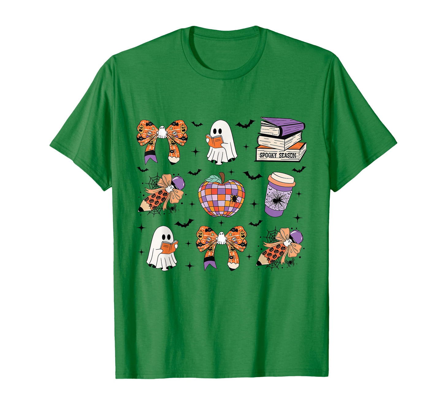 Coquette Teacher Halloween Ghost Reading Book Spooky Season T-Shirt