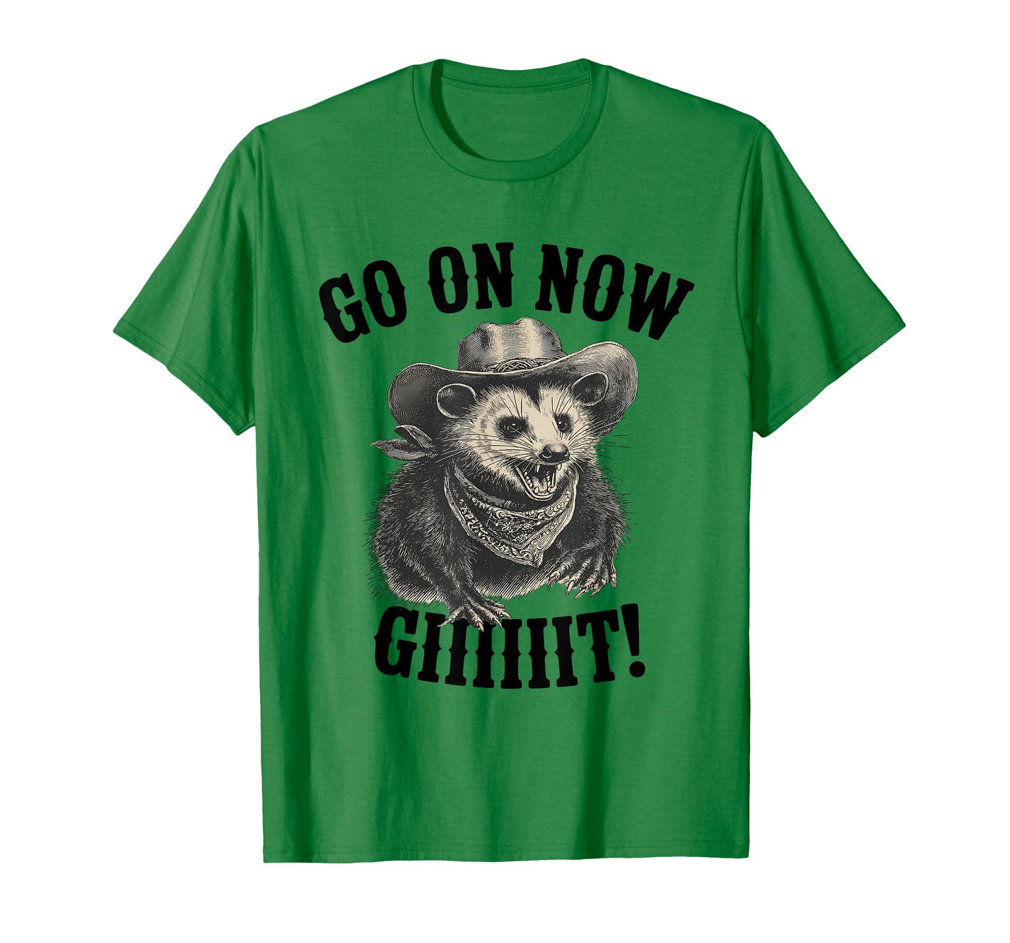 Western Opossum Vintage Country Possum Rodeo Go On Now Git T-Shirt