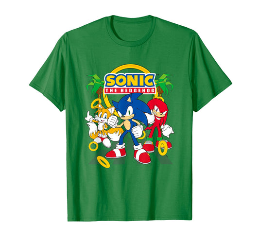 Sonic The Hedgehog Main Trio Gold Rings Epic Group Shot T-Shirt