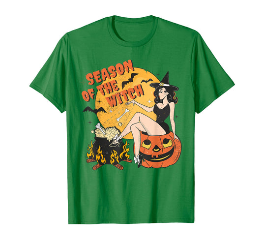 Retro Season of the Witch Halloween Salem Witch Womens Mens T-Shirt