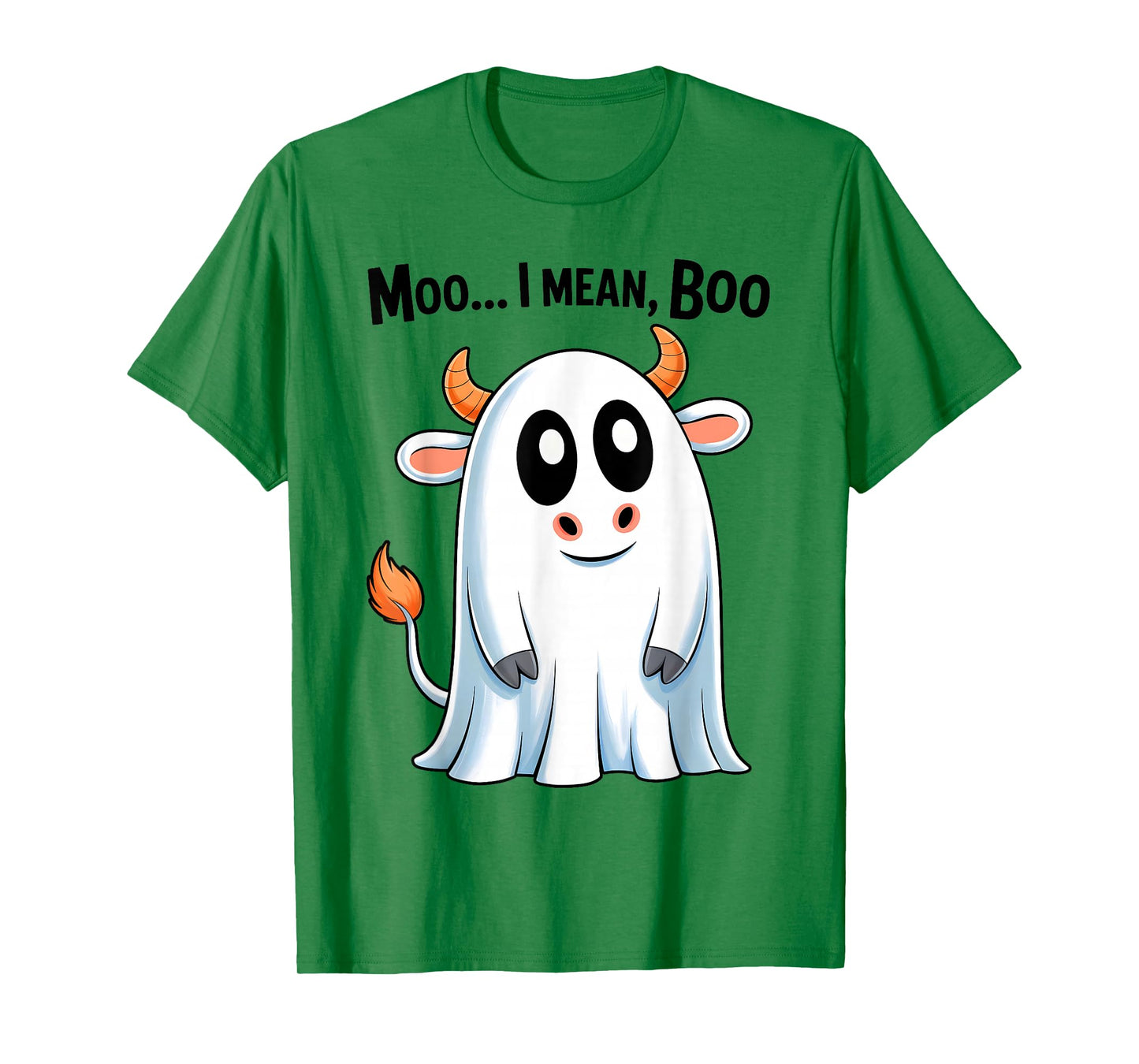 Moo I Mean Boo Funny Highland Cow Ghost Halloween Costume T-Shirt