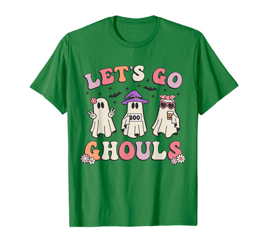 Lets Go Ghouls Retro Halloween Ghost Women Toddler Girl T-Shirt