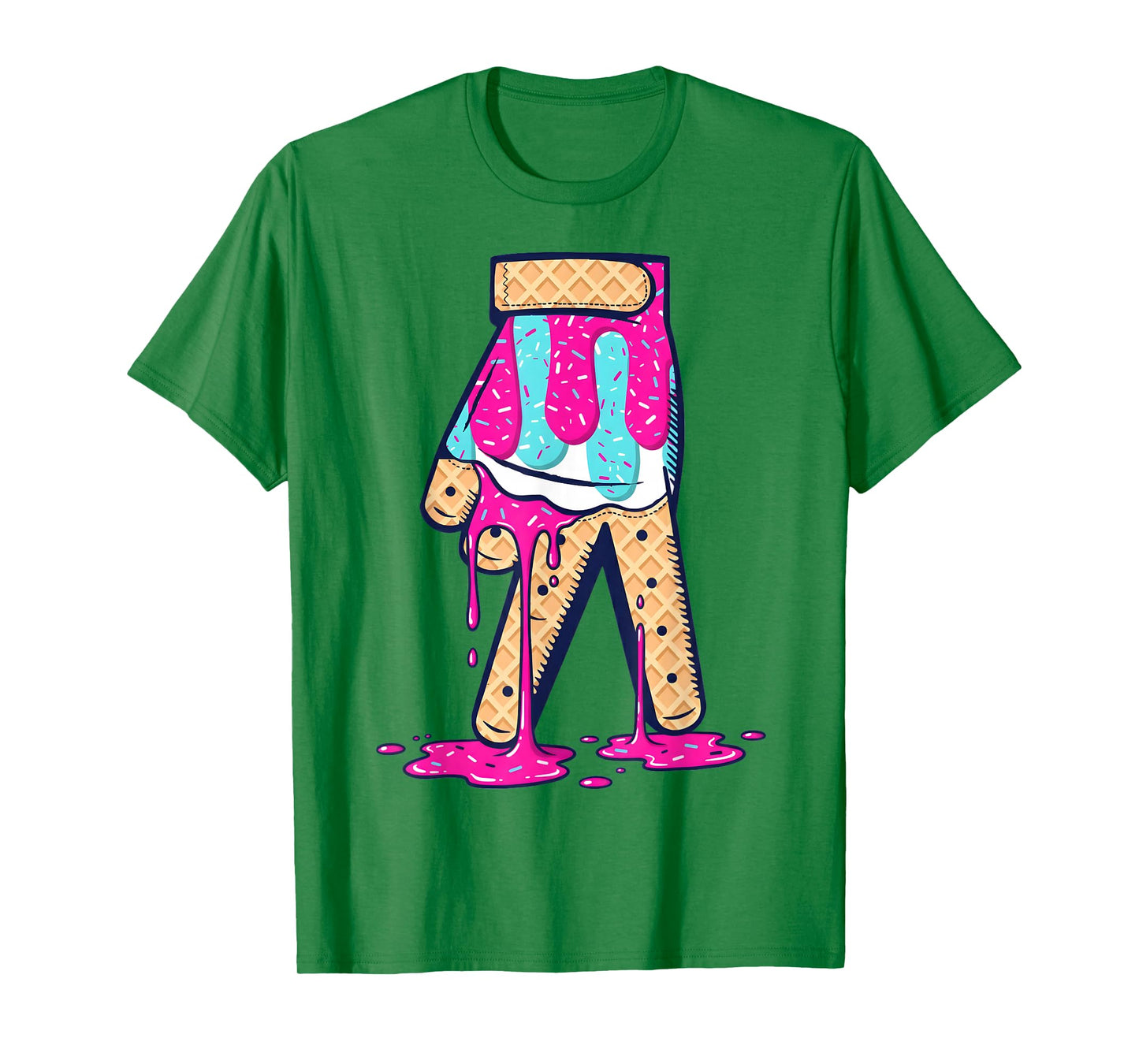 Baseball Ice Cream Drip Boys Glove Sprinkles Baseball Lover T-Shirt