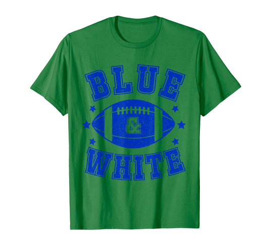 On Gameday Football We Wear Blue And White School Spirit T-Shirt