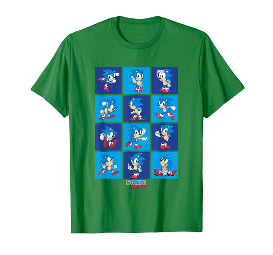 Sonic The Hedgehog Many Poses Of Sonic Retro Panels T-Shirt