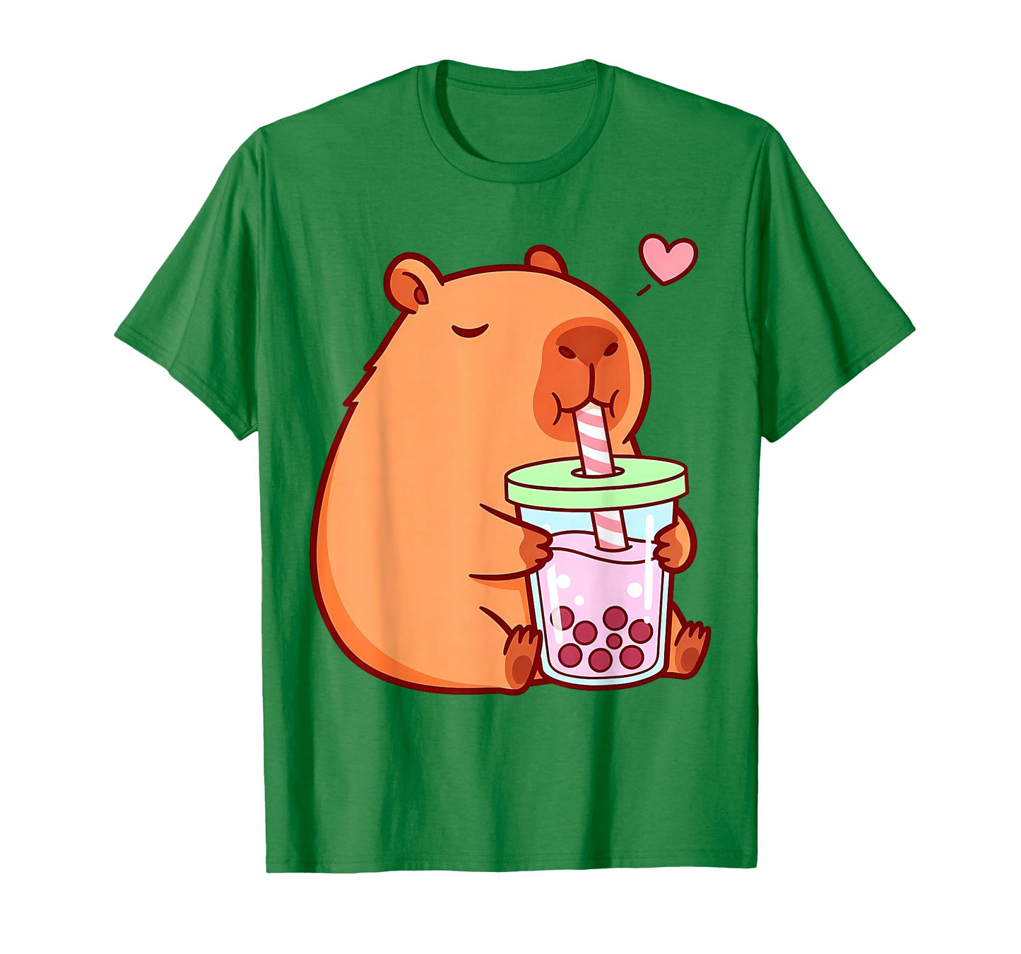 Cute Capybara Kawaii Anime Girls Drinking Boba Tea Lover T-Shirt