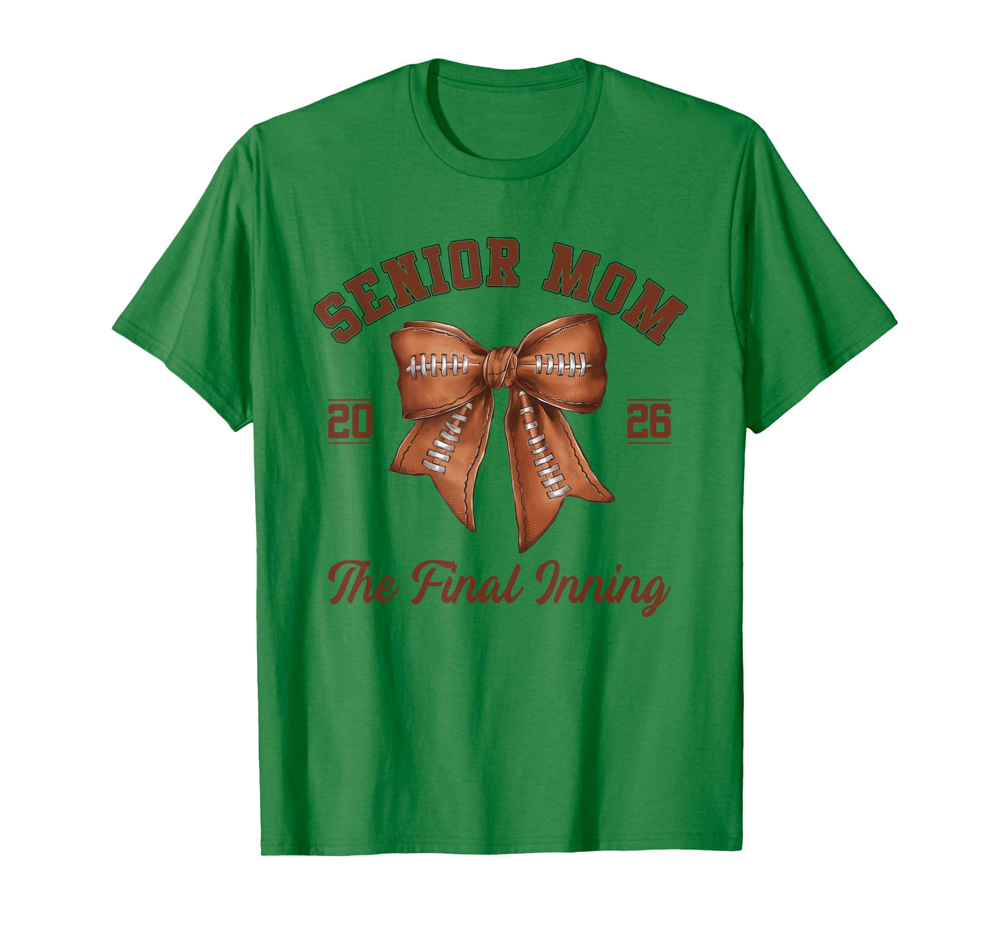 Senior Mom Football Class Of 2026 Coquette Bow Final Inning T-Shirt