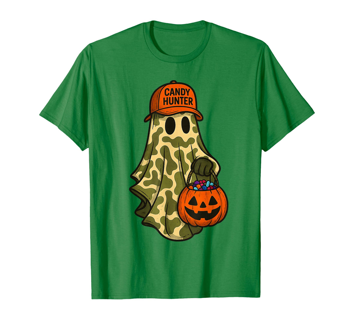 Camo Ghost Candy Hunter Halloween Funny Boys Kid Men Hunting T-Shirt