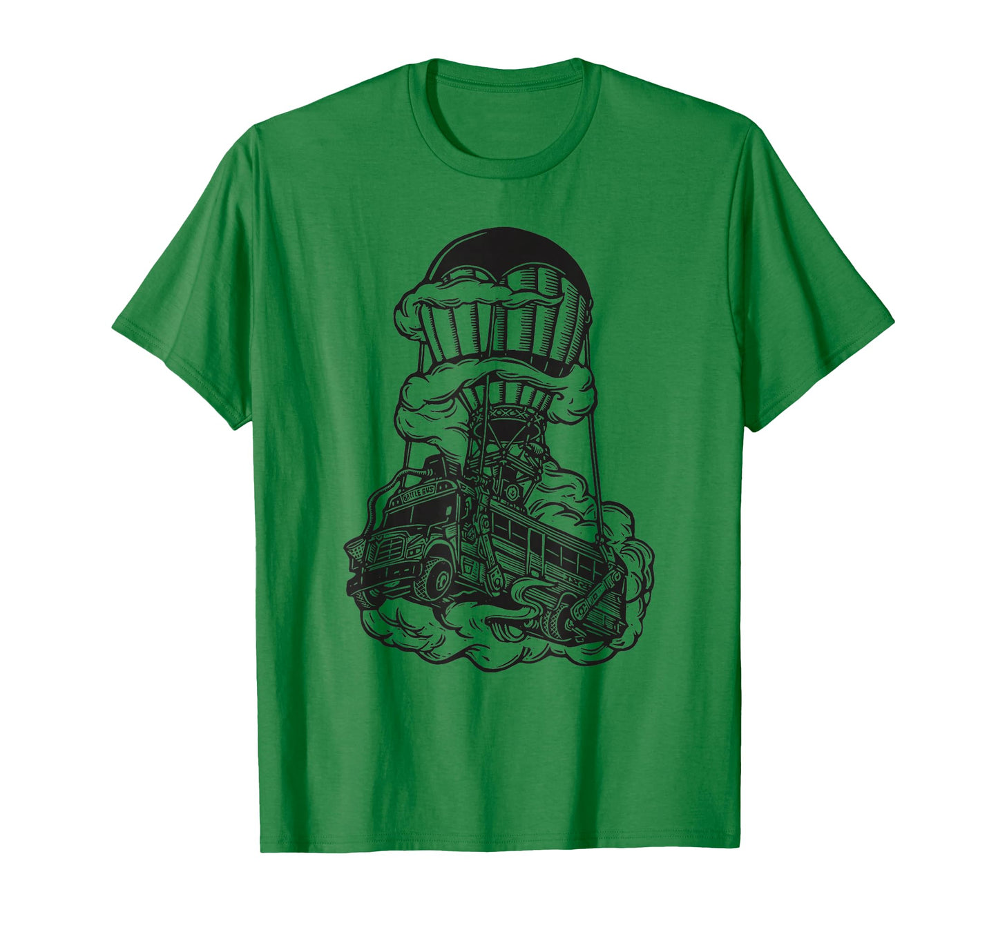 Fortnite Battle Bus Flying Line Art T-Shirt