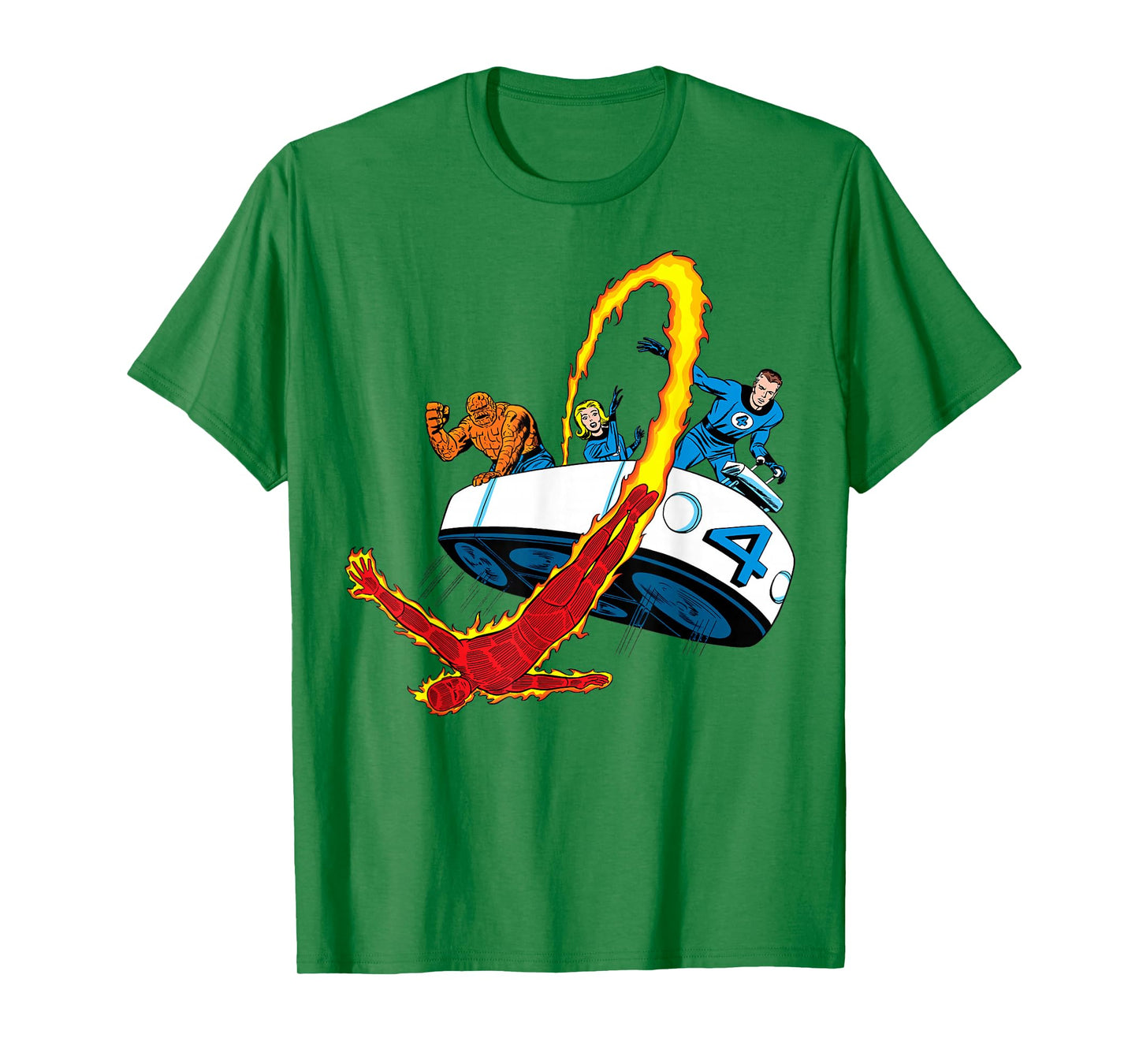 Marvel Fantastic Four Retro Fantasticar Team T-Shirt Small