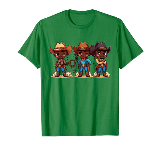 Black Cowboy Western Rodeo Melanin Black History Texas Kids T-Shirt