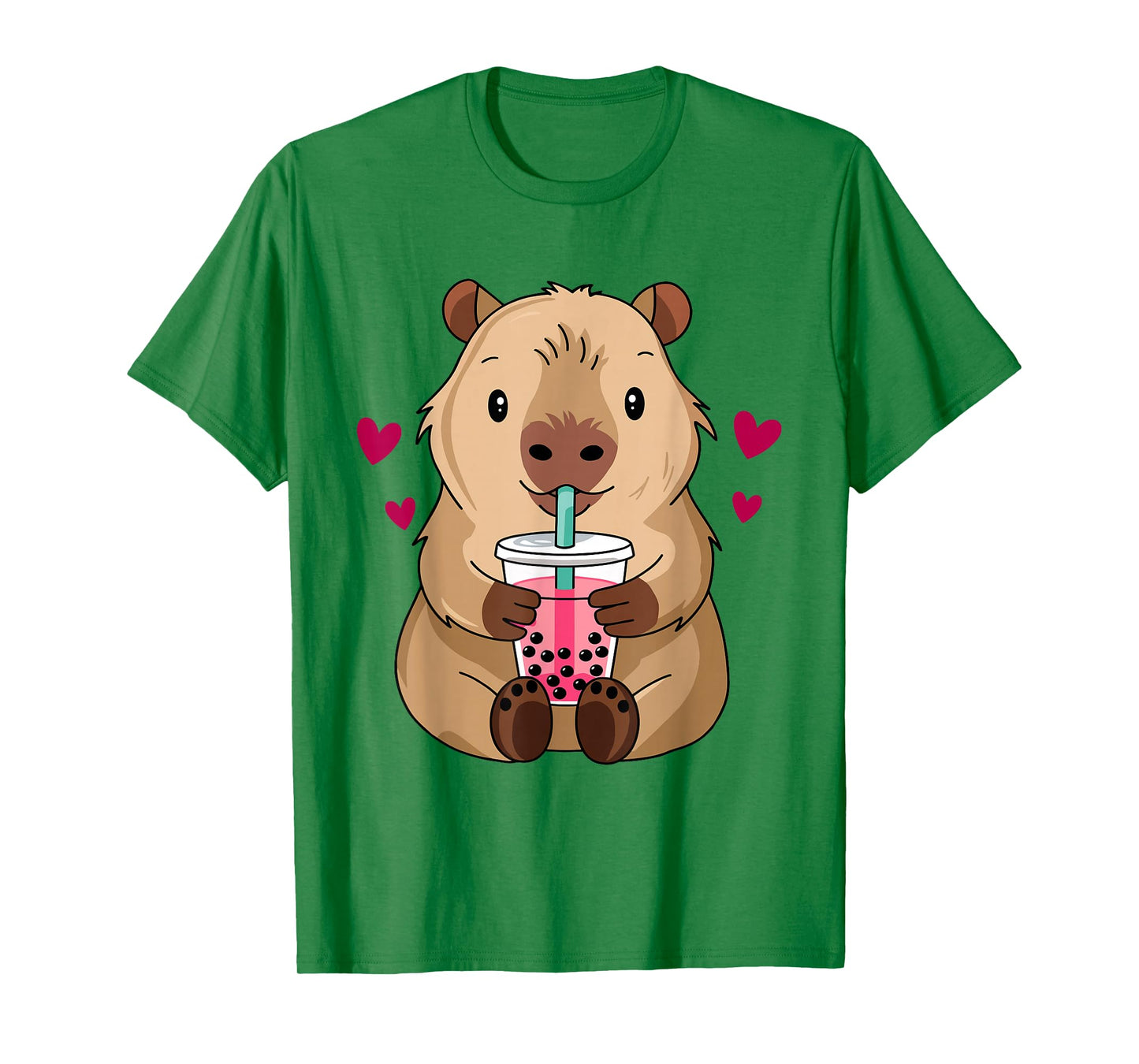 Cute Capybara Kawaii Anime Drinking Bubble Tea Lover Girls T-Shirt