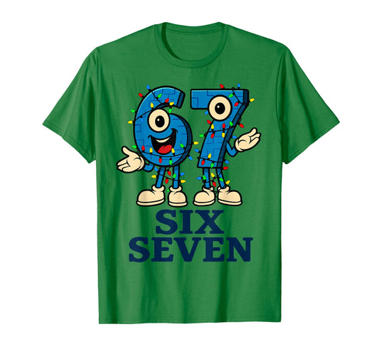67 Six Seven 6-7 Christmas Lights - Funny Brainrot Kids Meme T-Shirt