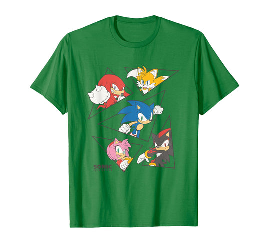 Sonic The Hedgehog Main Characters Triangle Portraits Retro T-Shirt