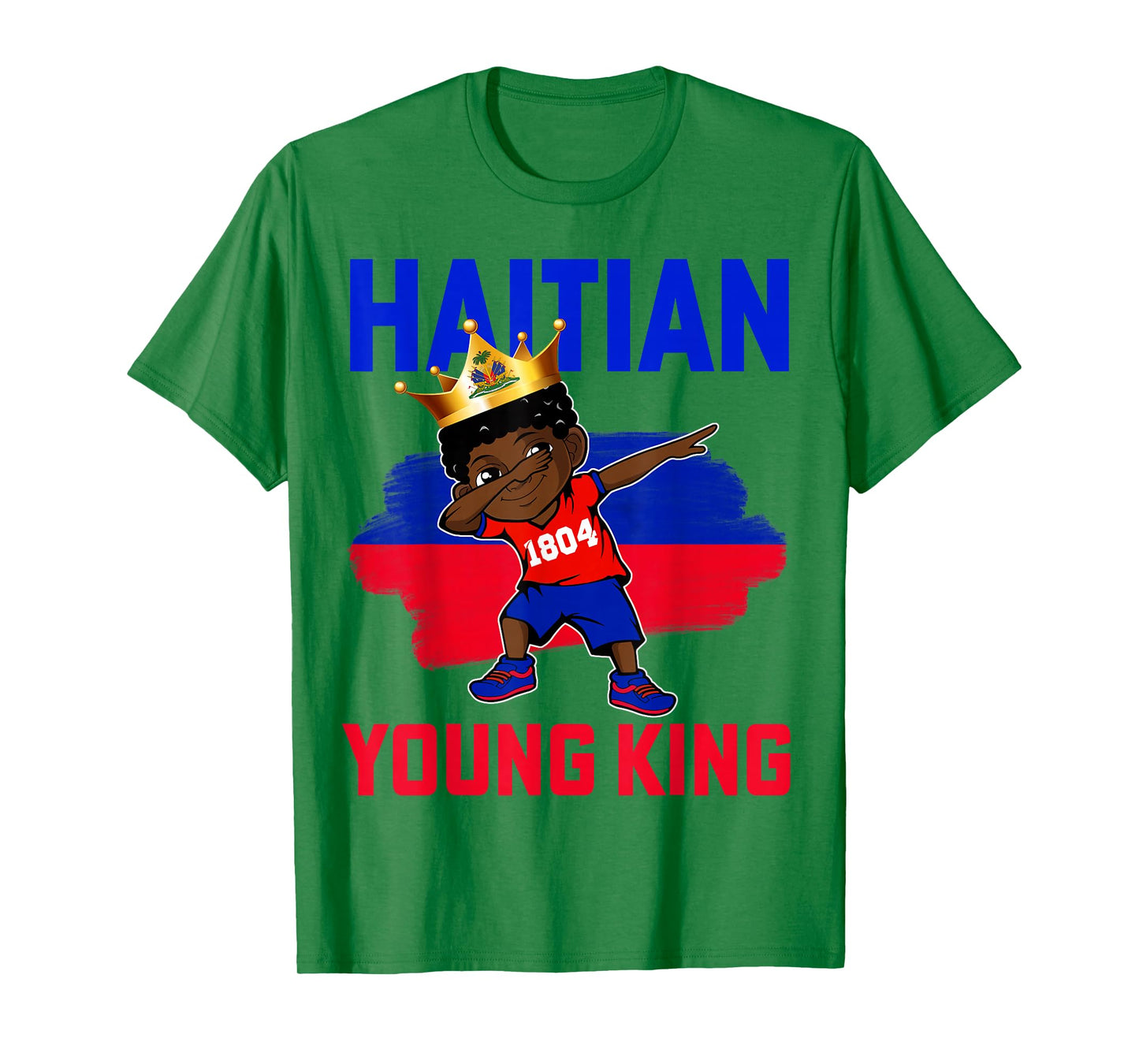 Haitian Young King Haiti Flag Melanin for Black Boys Kids T-Shirt