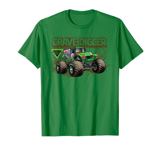 Monster Jam Muddy Tire Tracks Grave Digger Truck Motorsports T-Shirt