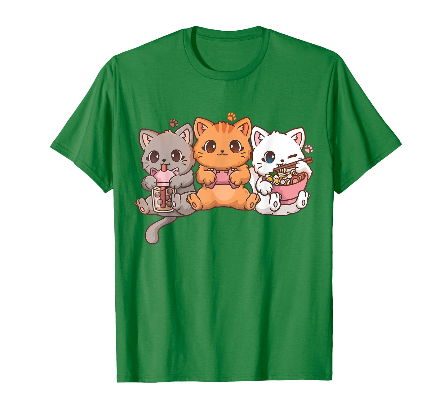 Kawaii Gaming Gamer Cat Boba Tea Cat Bubble Tea Ramen Cats T-Shirt