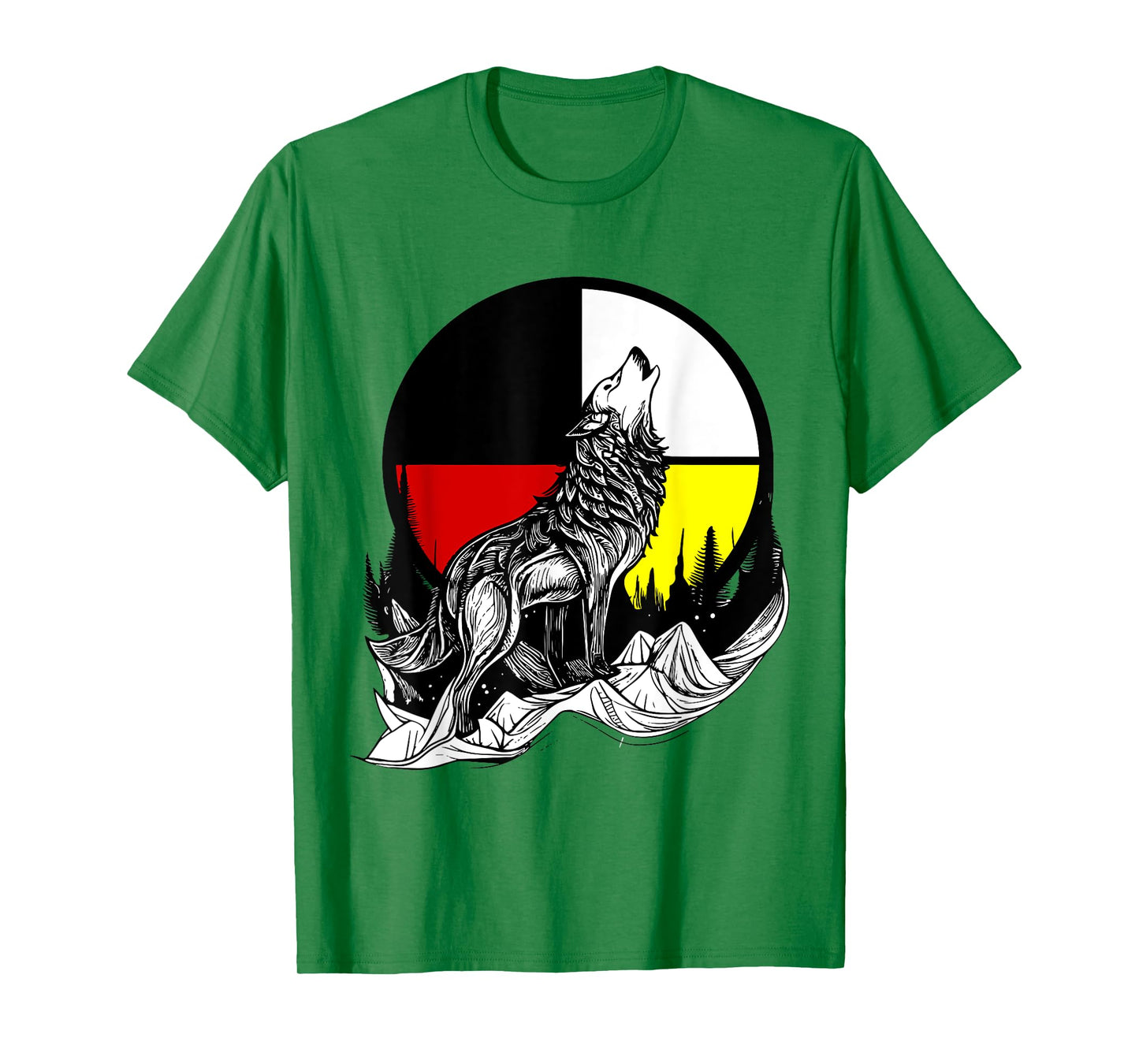 Wolf Native American Medicine Wheel T-Shirt