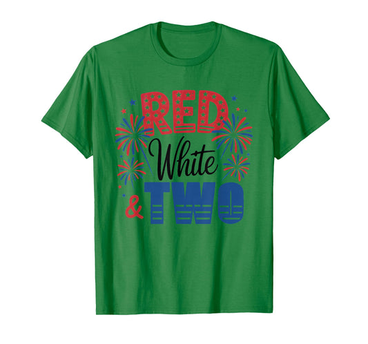 Red White & Two 2nd Birthday 4th Of July Independence Day T-Shirt