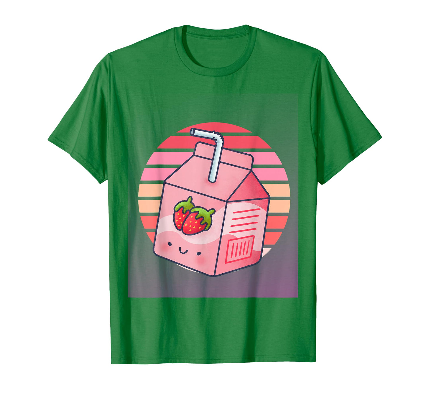 Mens Womens Japanese Pink Strawberry Milk Kawaii 90s Retro T-Shirt