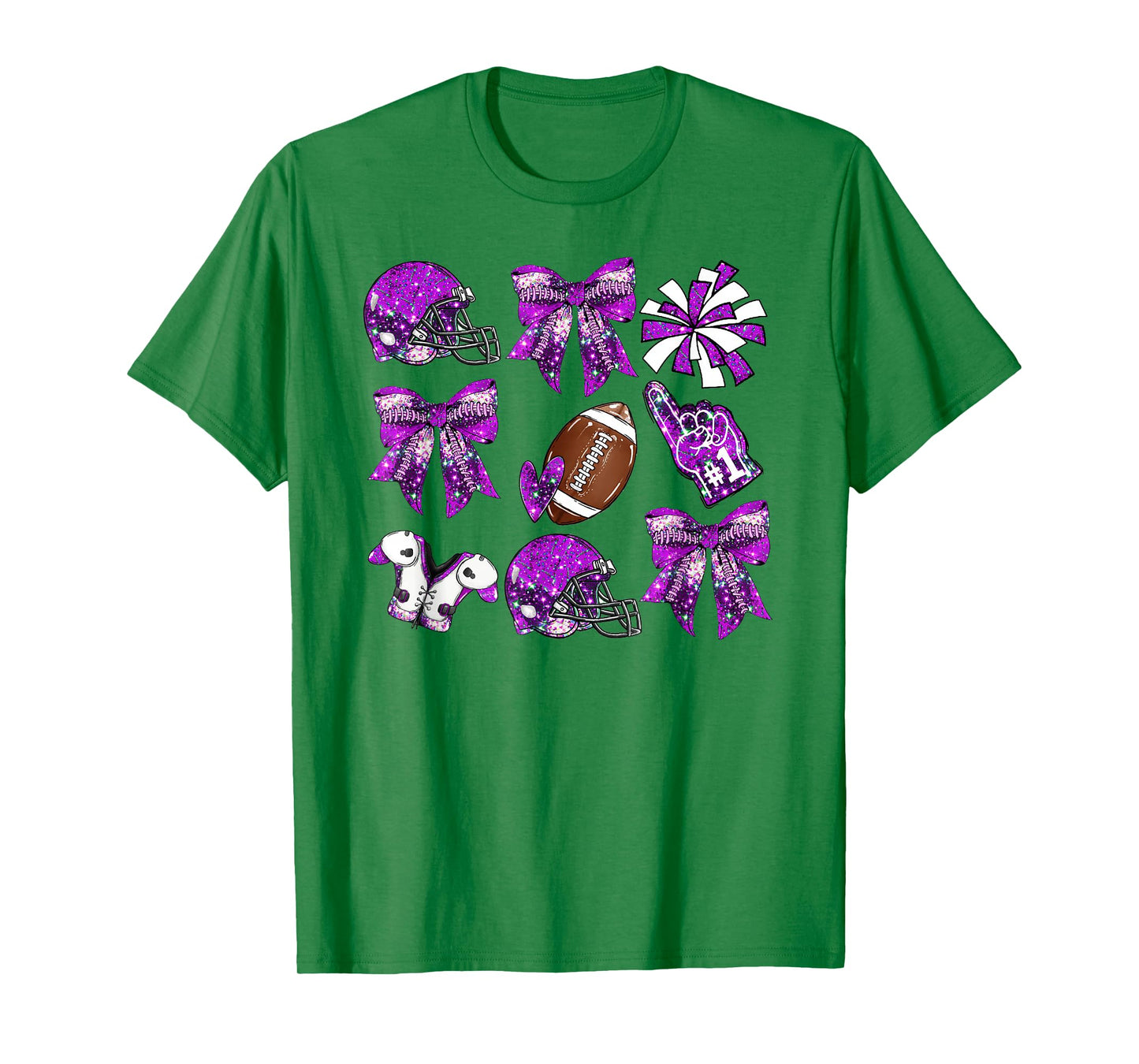 Purple Coquette Bow Football Game Day Women Girls Kids T-Shirt