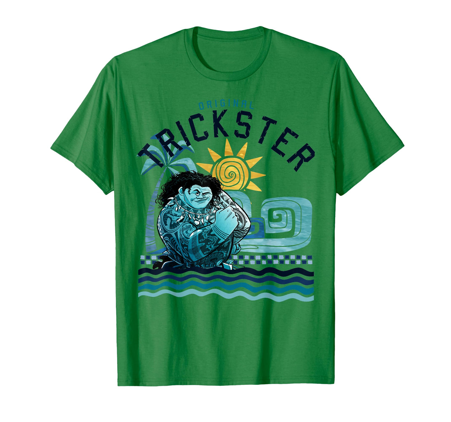Disney Moana Maui Original Trickster Blue Gradient Portrait T-Shirt Small