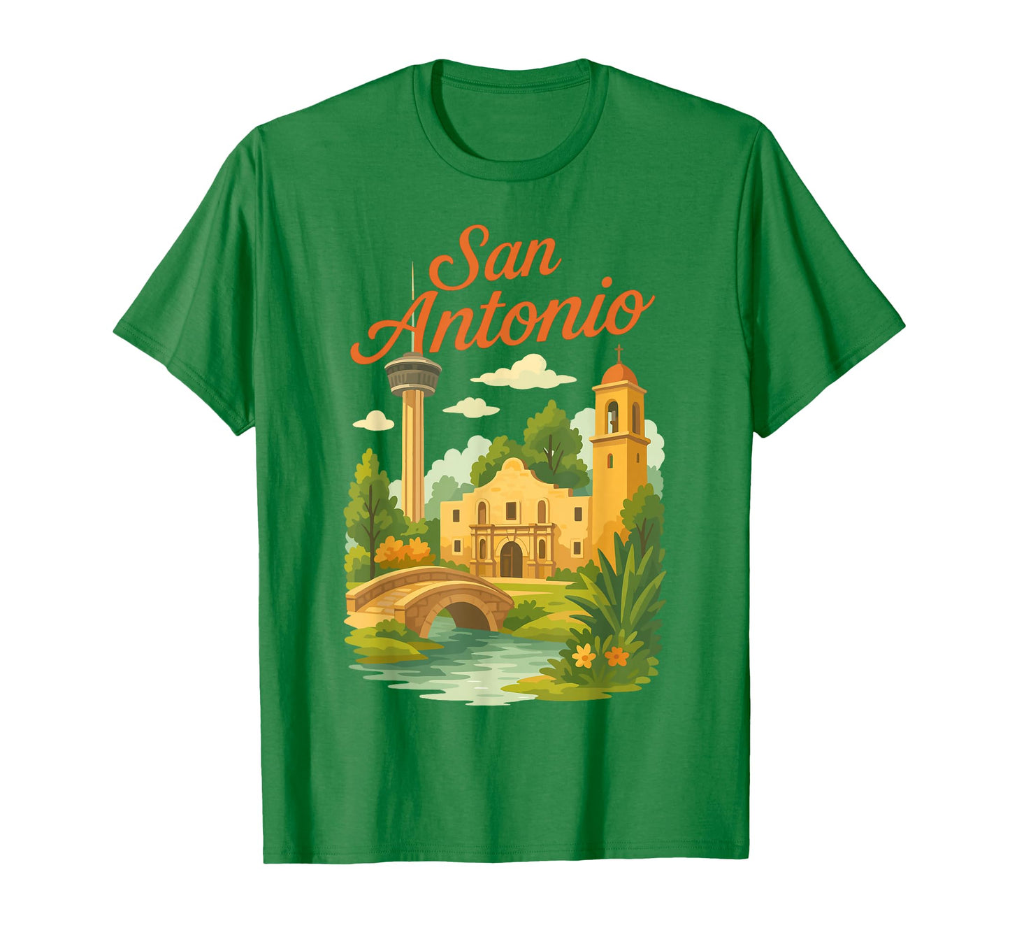 San Antonio Scenic Texas Landmark Graphic T-Shirt