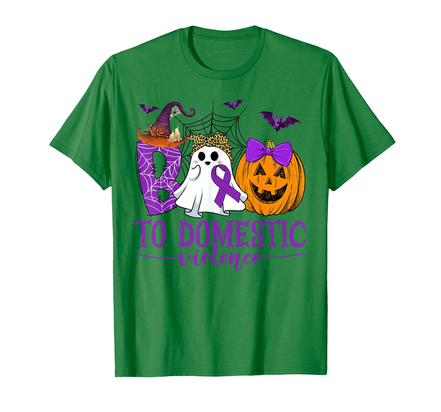 Boo to Domestic Violence Ghost Purple Ribbon Halloween Day T-Shirt