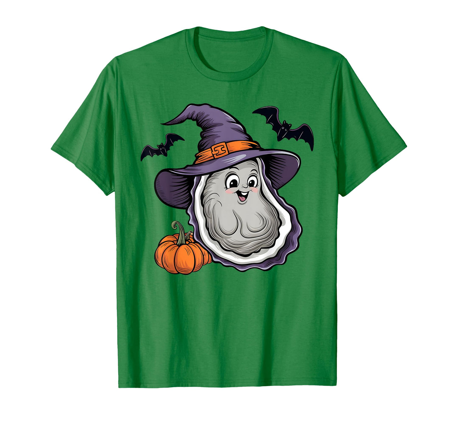 Funny Pumpkin Bat Witch Costume Oyster Halloween T-Shirt