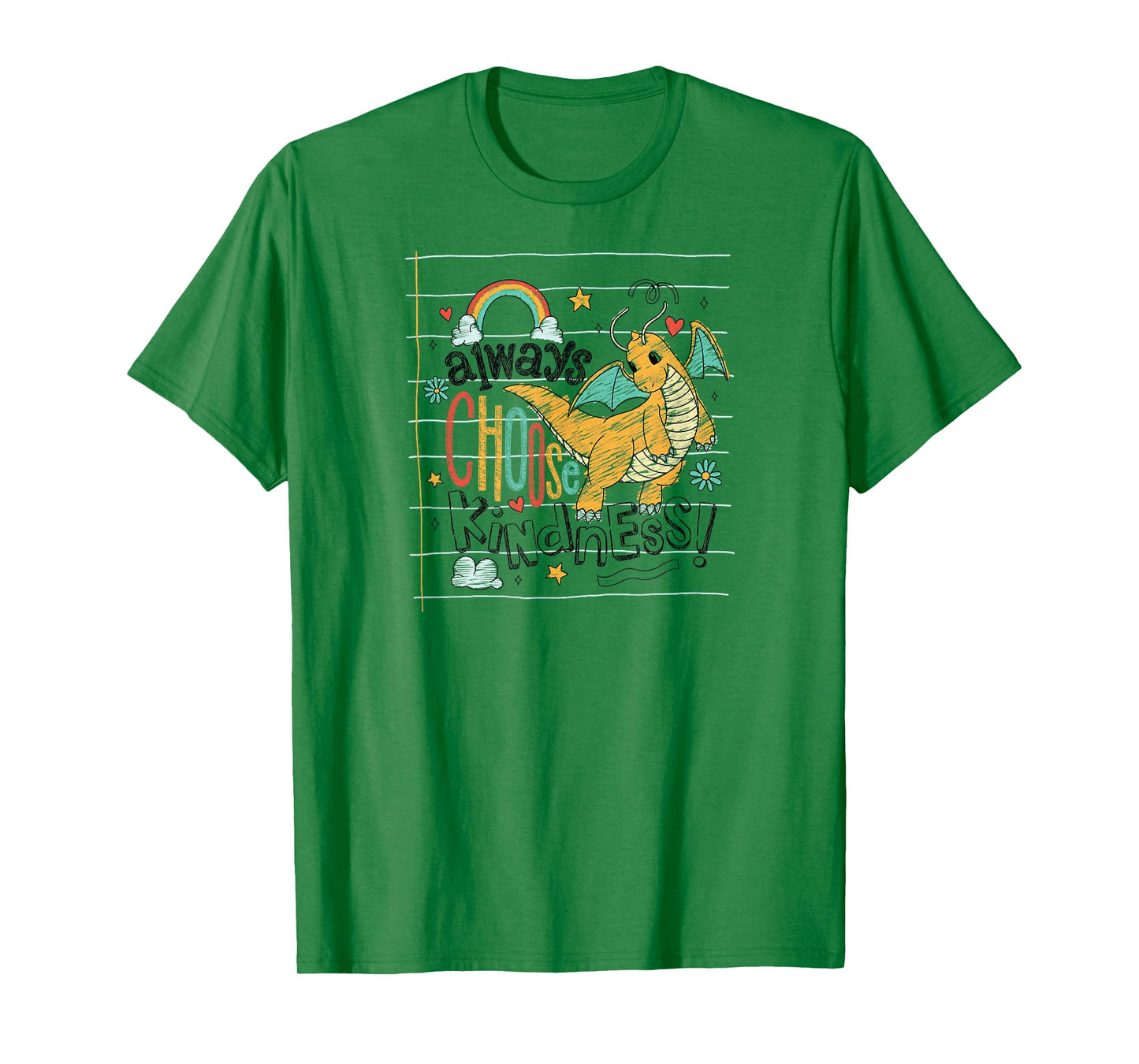 Pokémon - Dragonite Flying Always Choose Kindness Doodle T-Shirt