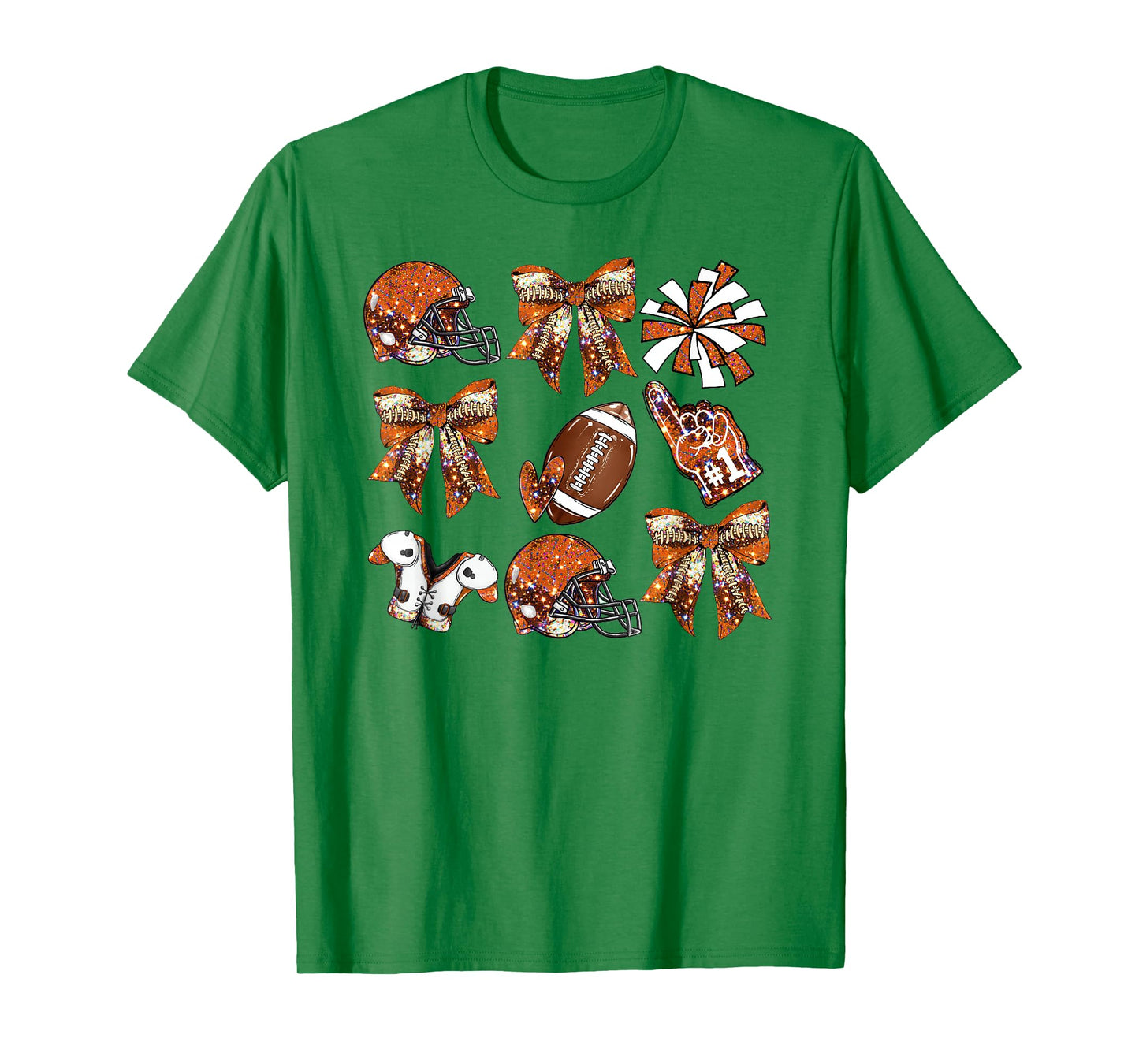 Orange Coquette Bow Football Game Day Women Girls Kids T-Shirt