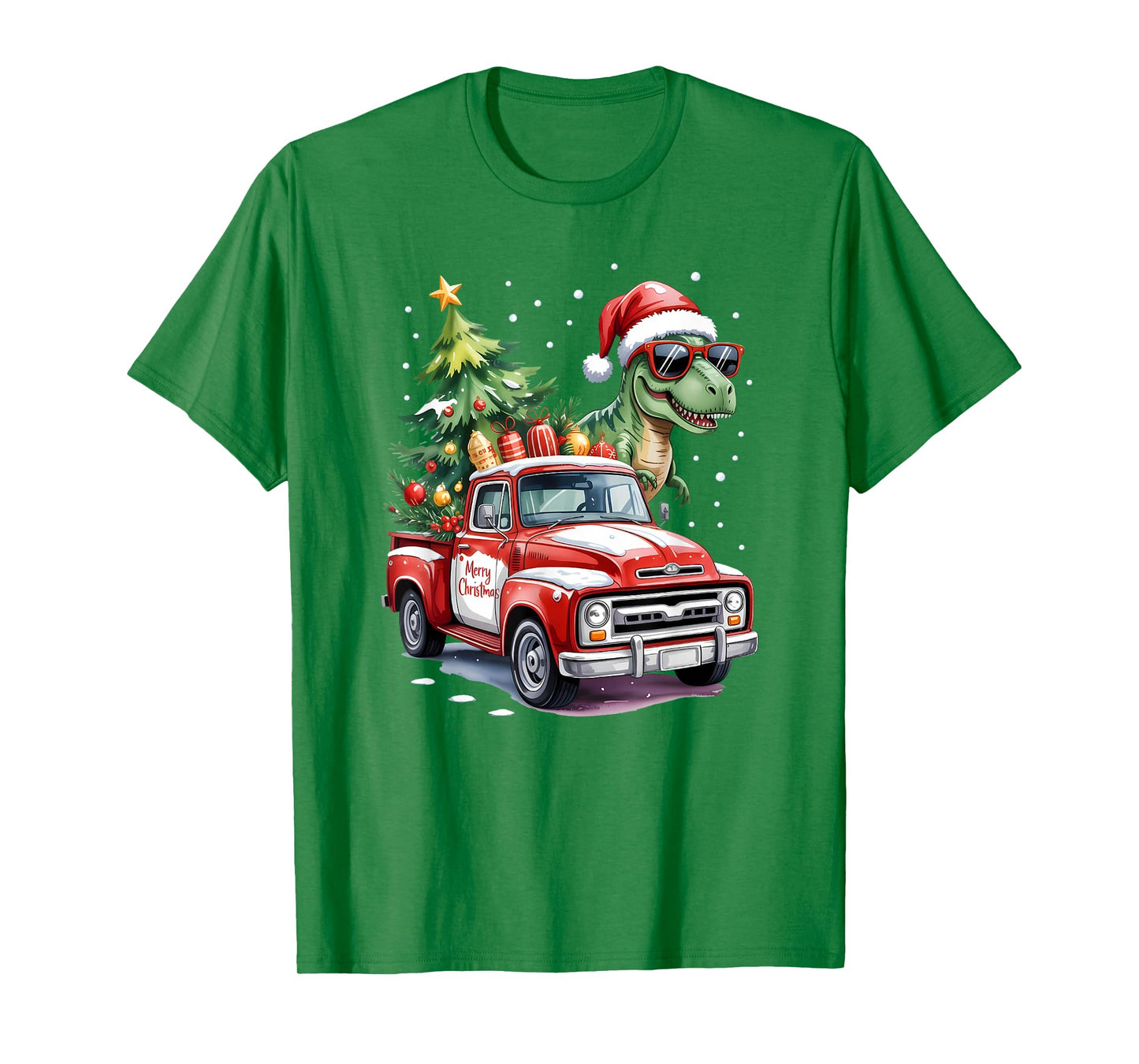 Christmas Truck T-rex Dinosaur Xmas Tree Boy Kids Toddlers T-Shirt
