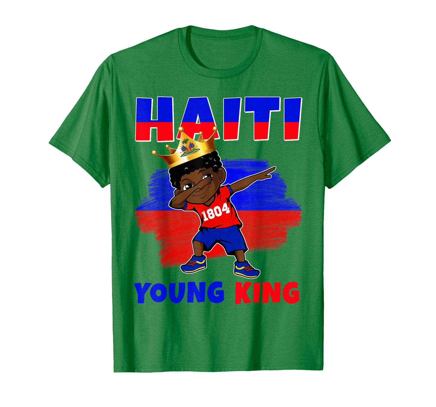 Haiti Young King Haiti Flag Melanin for Black Boys Kids T-Shirt
