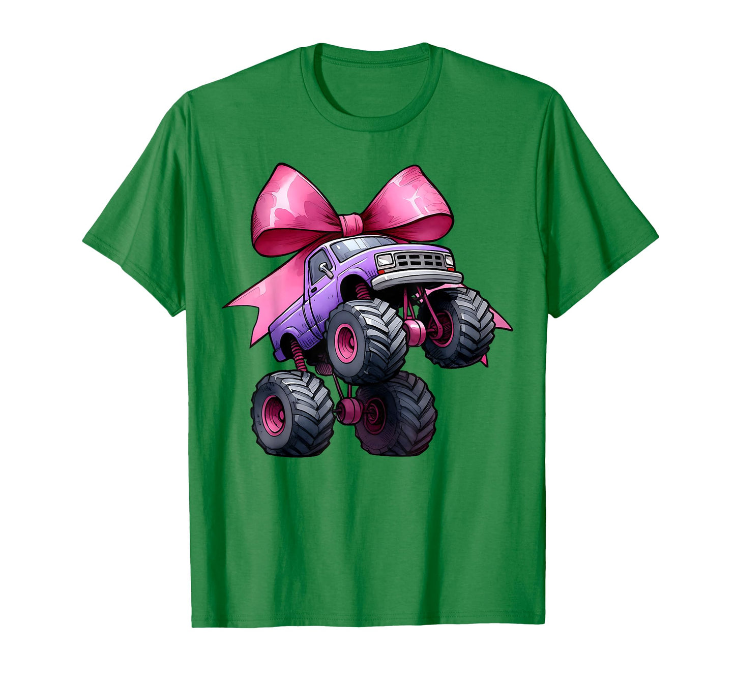 Coquette Bow Monster Truck Mothers Day Pink Ribbon Mom Girl T-Shirt